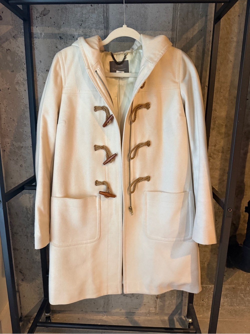 Women's J Crew Wool Cashmere Nello Gori Toggle Coat with Hood - Picture 2 of 4